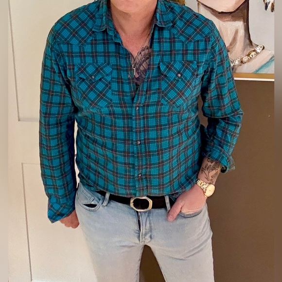 Diesel Western shirt, teal. Size XL / Large - Picture 2 of 5